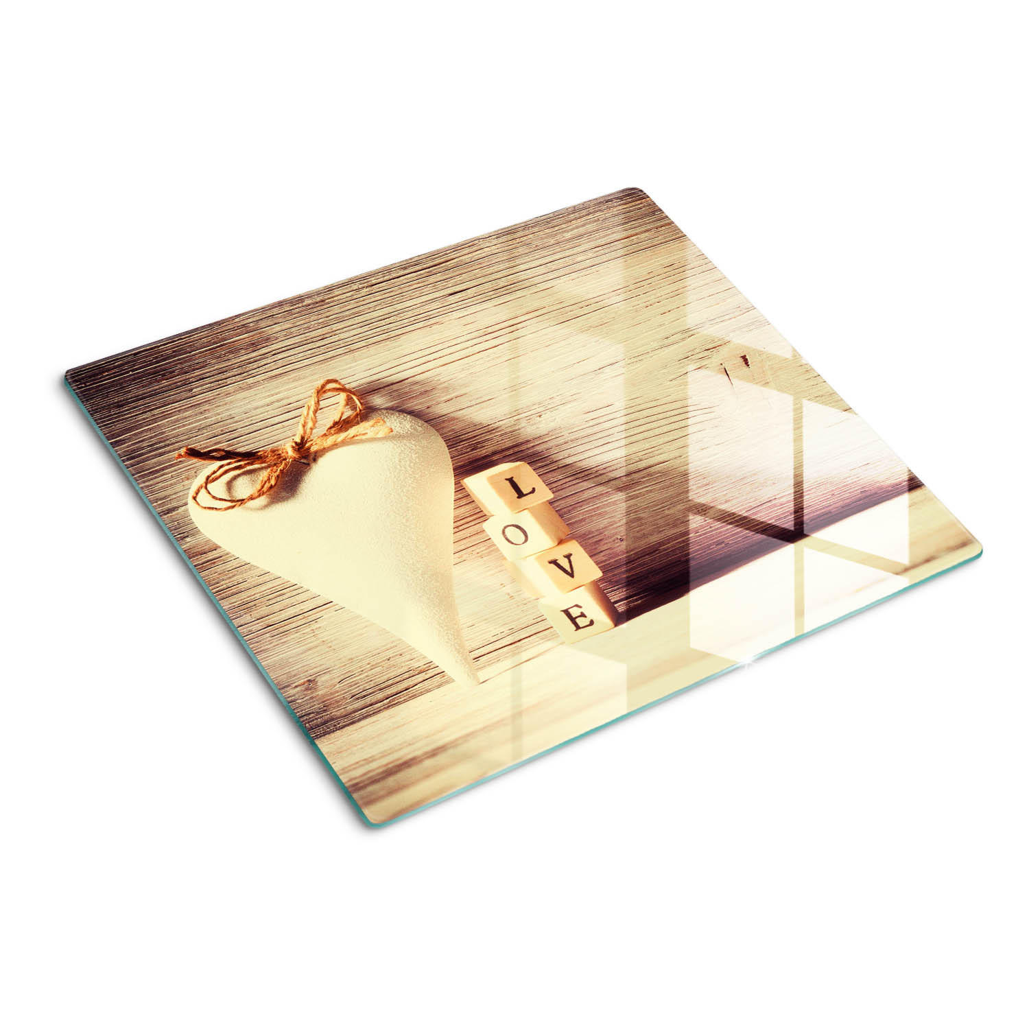 GLASPLATTE 60x52 cm Liebe - Beige, Glas (60/0.4/52cm) - TULUP