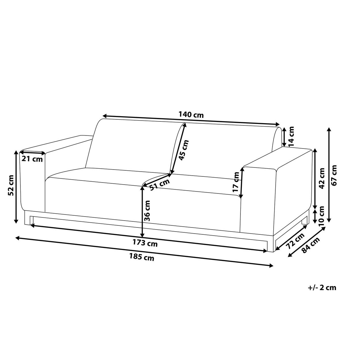 GARTENSOFA 3-Sitzer Polsterbezug hellgrau/weißes Gestell Rovigo - Weiß/Grau, Textil (185/67/84cm) - Beliani