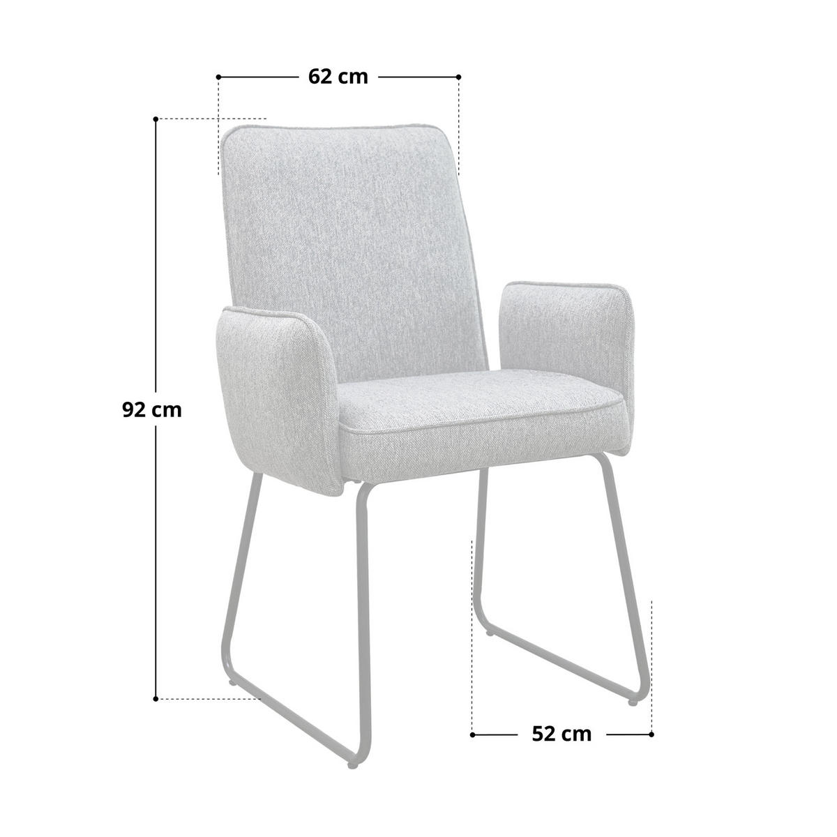 ESSZIMMERSTÜHLE 2ER-SET ALBA - Creme, Metall (62/92/52cm) - SVITA