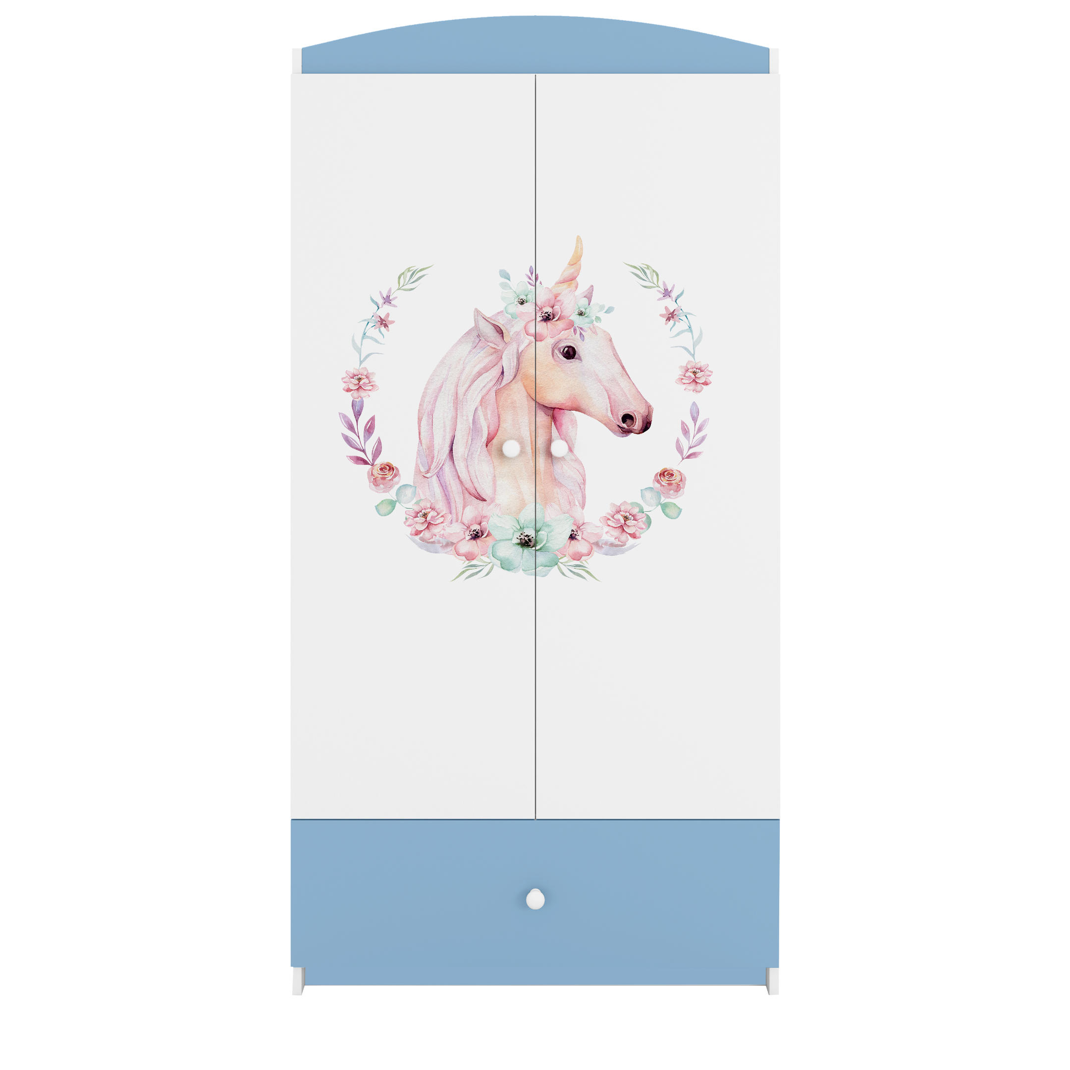 KINDERKLEIDERSCHRANK Pferd - Blau, Holzwerkstoff (90/175/52cm) - RAUMHIRSCH FURNITURE