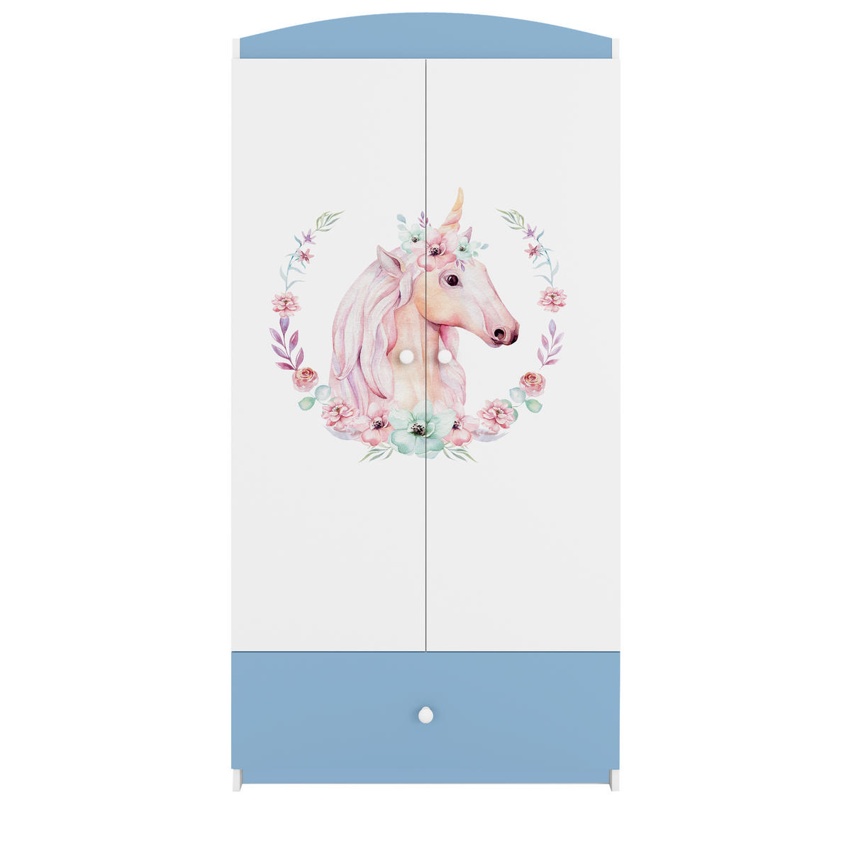 KINDERKLEIDERSCHRANK Pferd - Blau, Holzwerkstoff (90/175/52cm) - RAUMHIRSCH FURNITURE