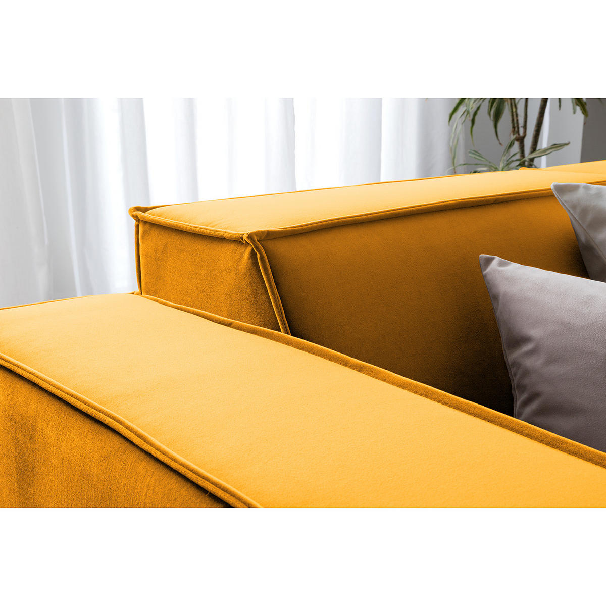 ECKSOFA mit Ottomane - Gelb/Schwarz, Kunststoff/Textil (260/234cm) - home24