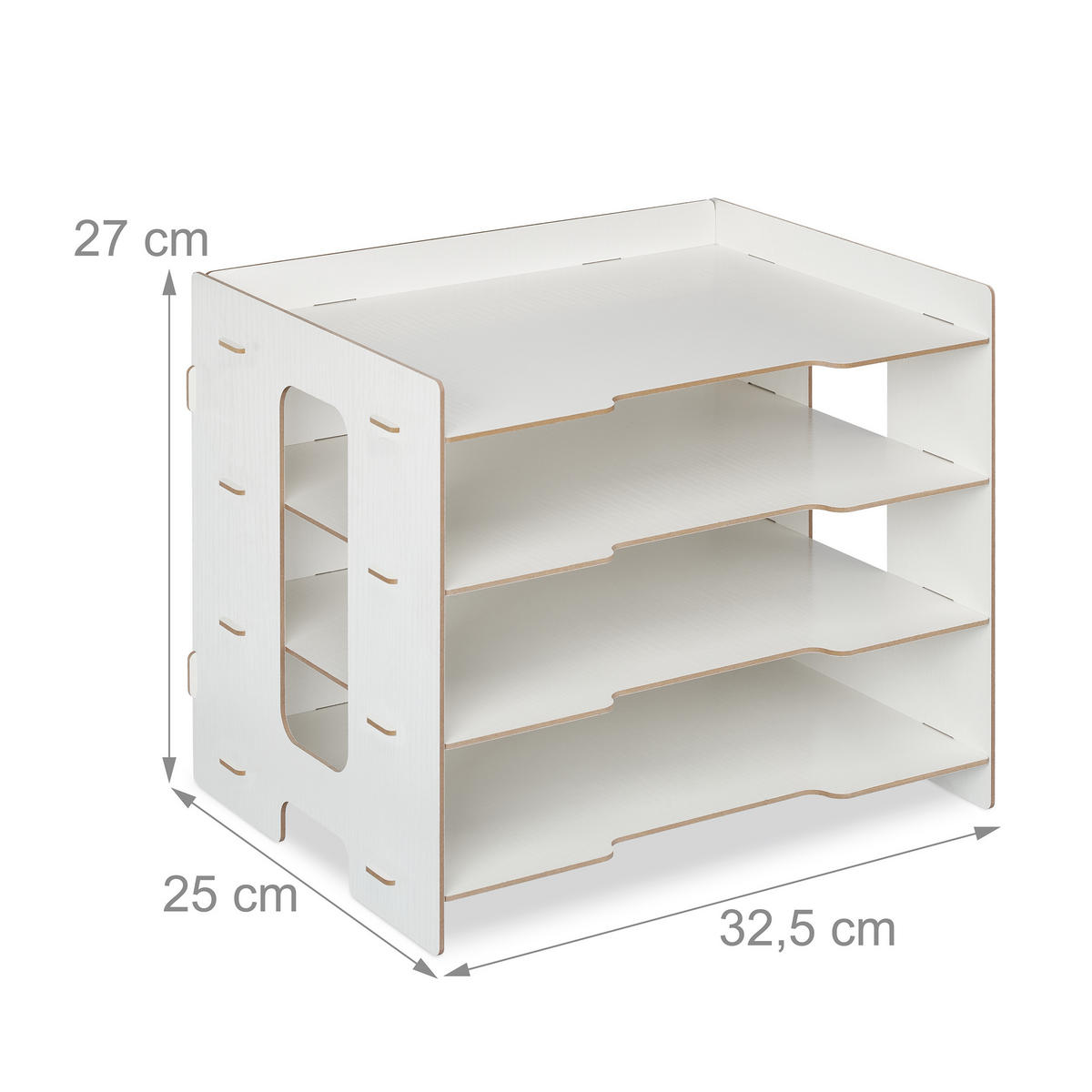 ZÁSOBNÍK na listy - biela, kompozitné drevo (32.5/27/25cm) - Relaxdays