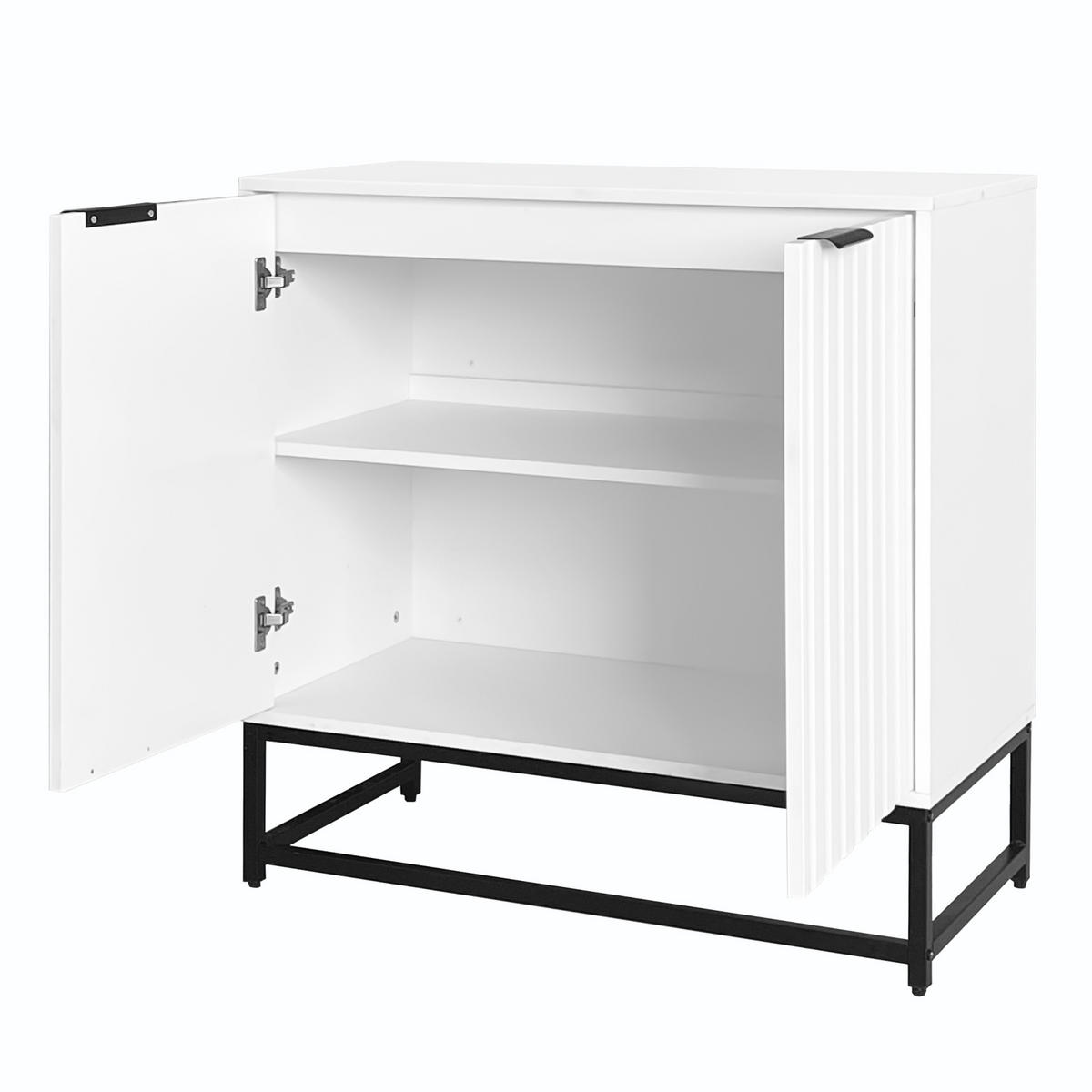 KOMMODE aus Spanplatte 80x40x80 cm Weiß mit Stauraum, Metallgriffen und Metallbeinen - Weiß, Holzwerkstoff (80/80/40cm) - Modfu