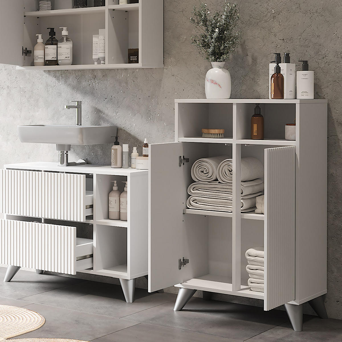 MIDISCHRANK Leano Weiß 60 x 97 cm mit 2 Türen - Weiß, Holzwerkstoff (60/97/30cm) - Vicco
