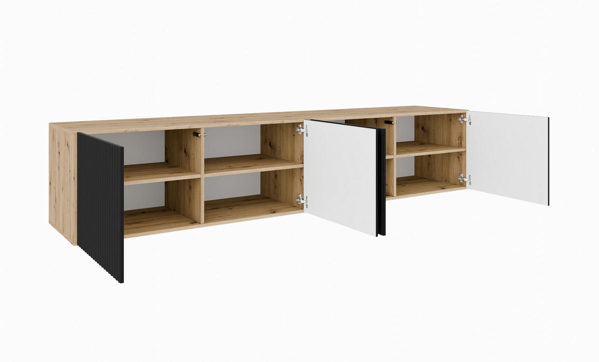 TV-SCHRANK NOE - Schwarz/Eiche Artisan, Holzwerkstoff (200/41/40cm) - Meblini