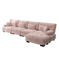 ECKSOFA 406×145×81 cm aus Chenille modular mit 1 Ottoman, rosa - Rosa, Textil (145/406cm) - Luhomfu