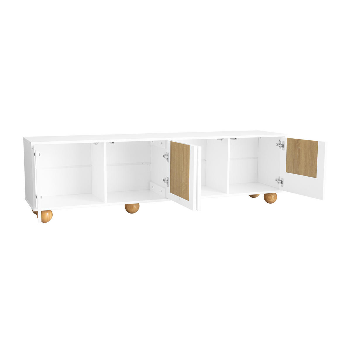 LOWBOARD 175/38/50 cm Natur/Weiß aus MDF und PB mit 4 Türen - Hellbraun, Holzwerkstoff (38/50/175cm) - OKMYHOME