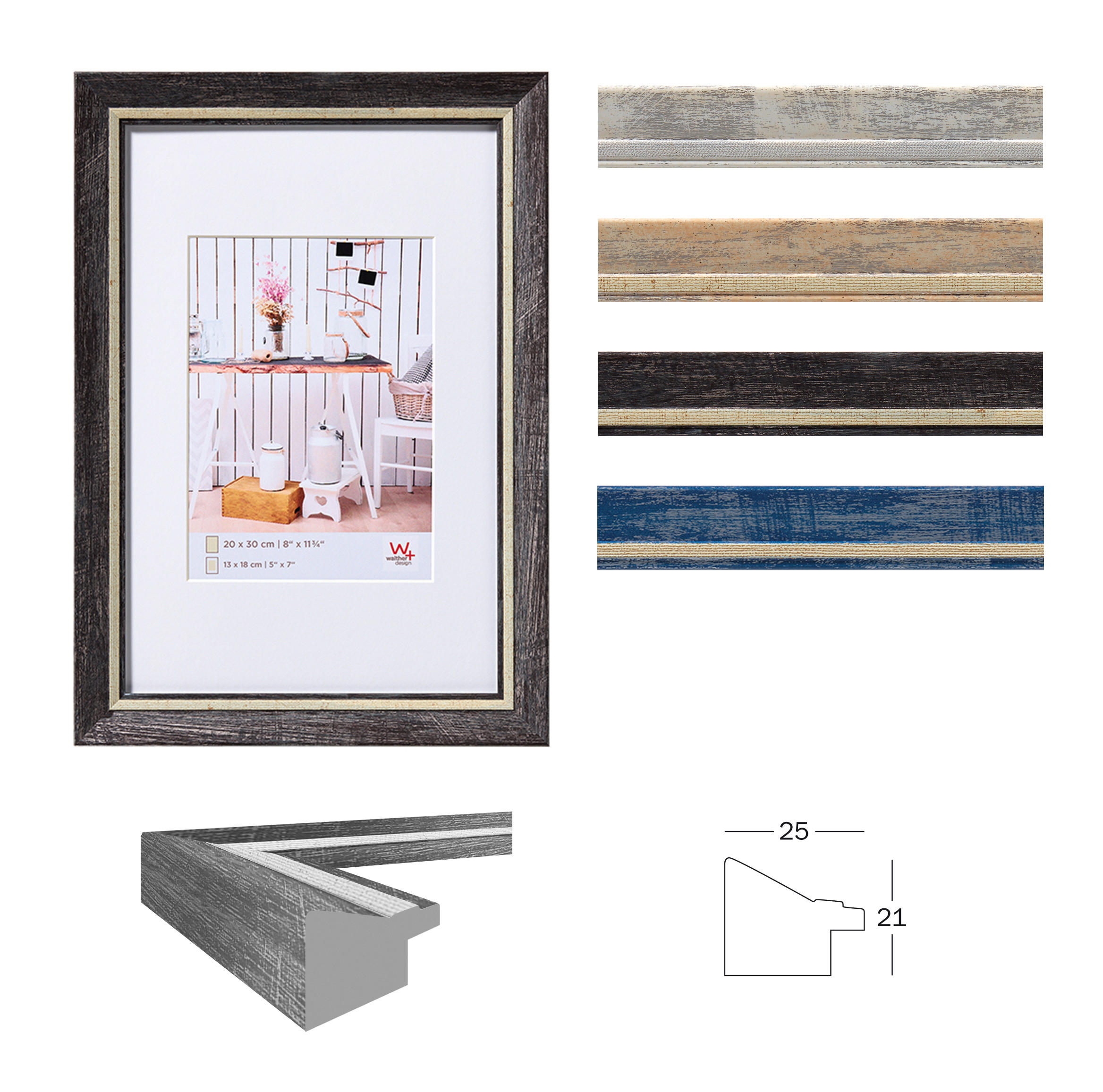 BILDERRAHMEN Chalet Designrahmen 15x20 cm WEISS - Weiß, Kunststoff (17.5/22.5/2cm) - walther design