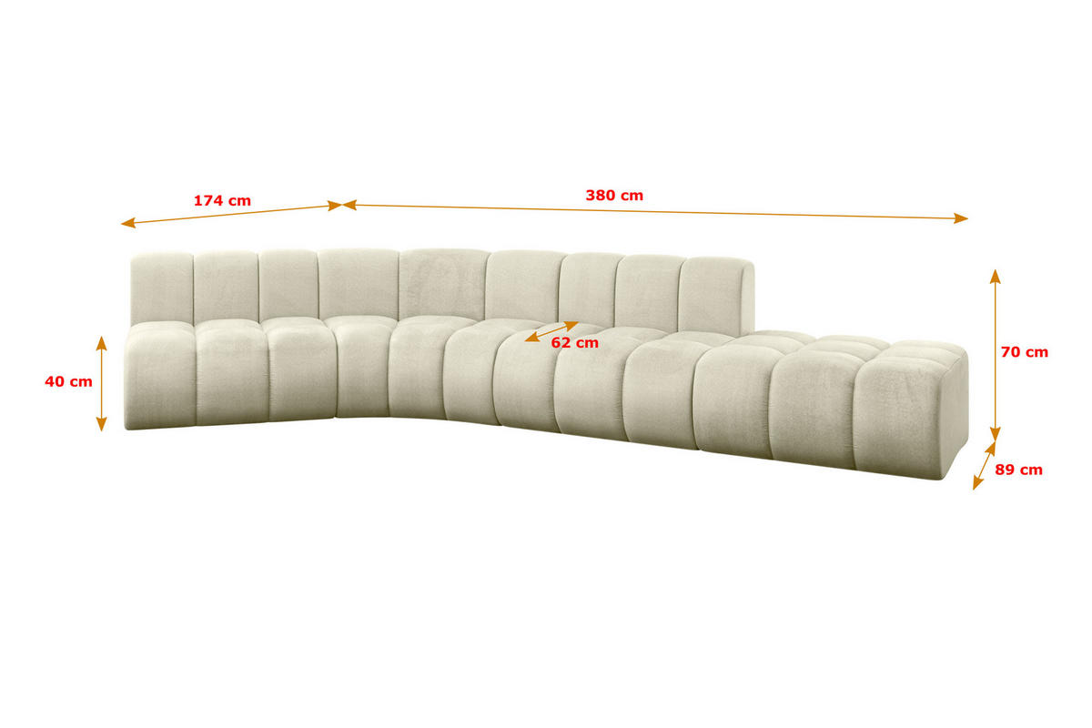 ECKSOFA modulares Sofa Brilo-L1 - 380x174x70 cm Beige - Beige, Holzwerkstoff/Textil (380/174cm) - ALTDECOR