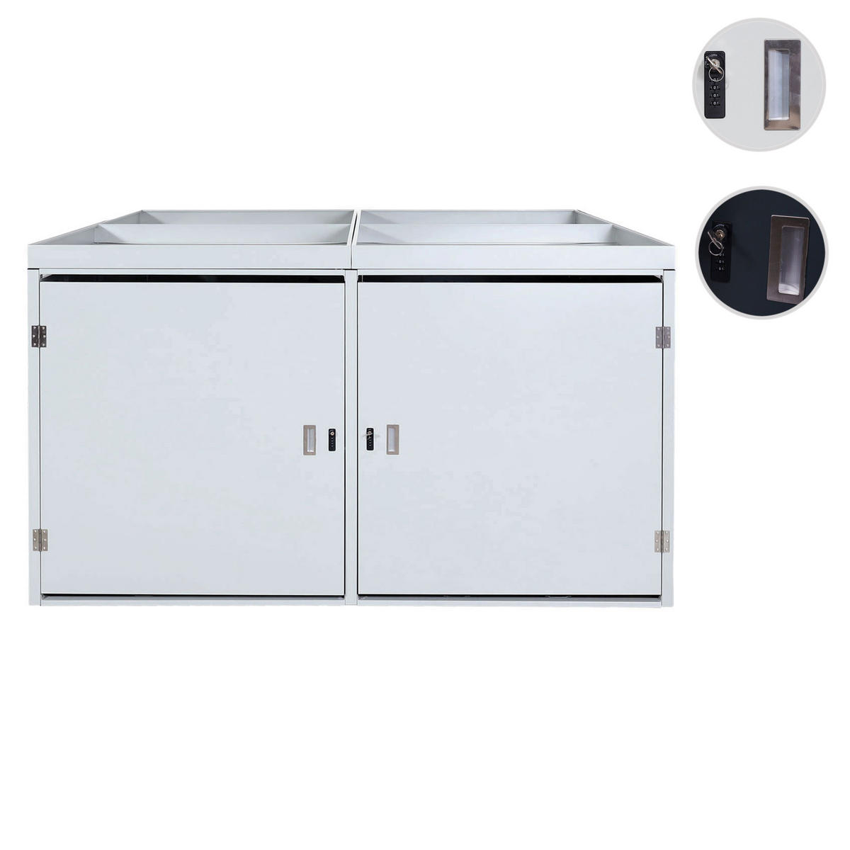 4ER-FAHRRADGARAGE PFLANZKASTEN L56B Hellgrau - Hellgrau, Metall (220/126/210cm) - MCW