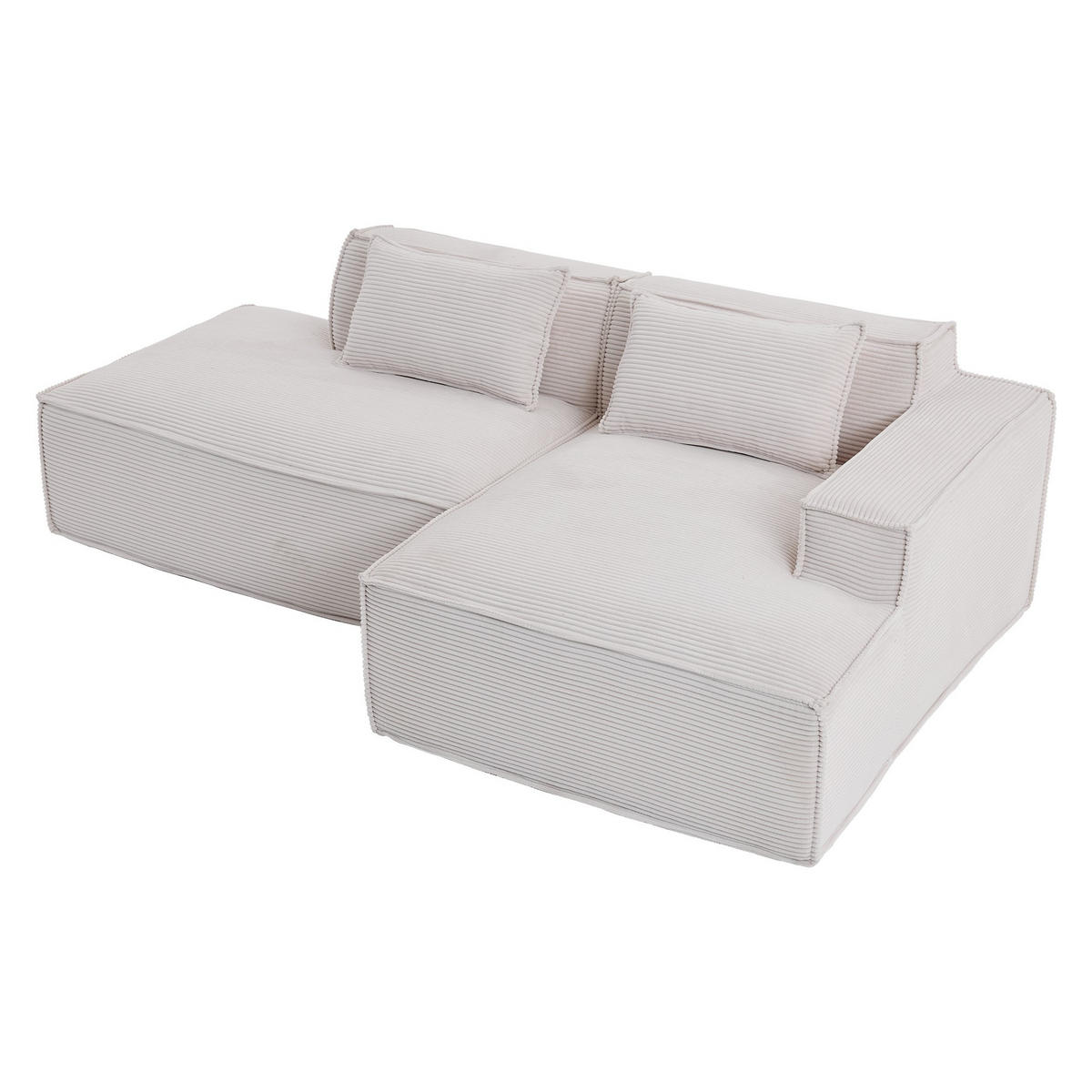 ECKSCHLAFSOFA L-/U-/2-er Sofa mit Schlaffunktion,Modulsofa,Cord,Weiß - Weiß, Textil (129/233cm) - LVHOM