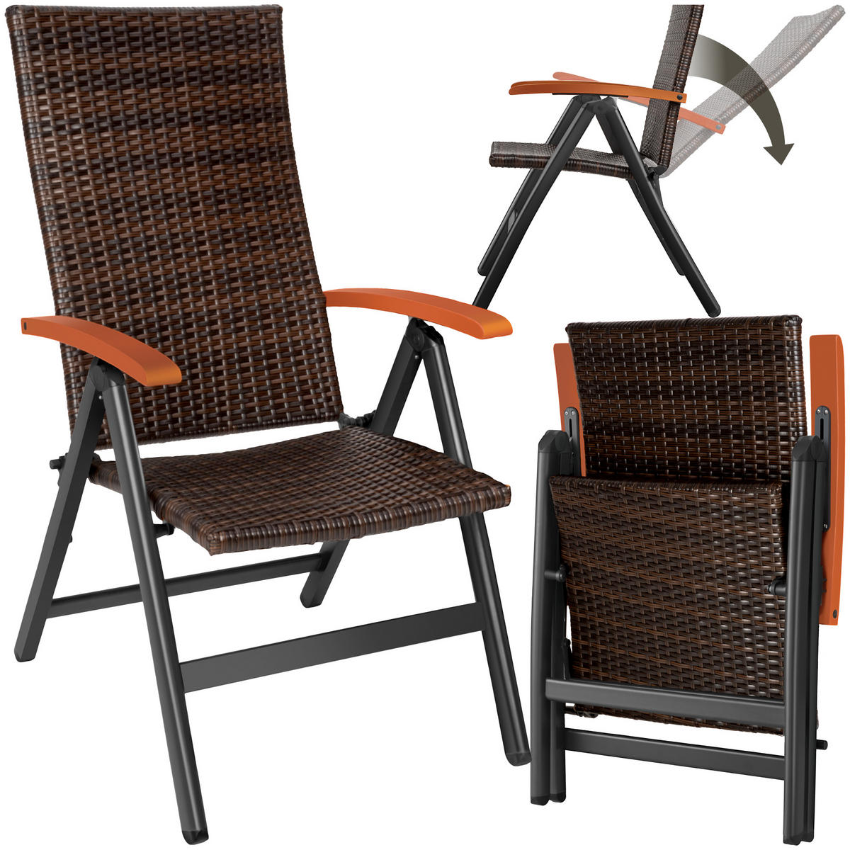 RATTANSTUHL Canberra,58 x 72 x 108 cm,braun - Braun, Kunststoff (58/108/72cm) - tectake