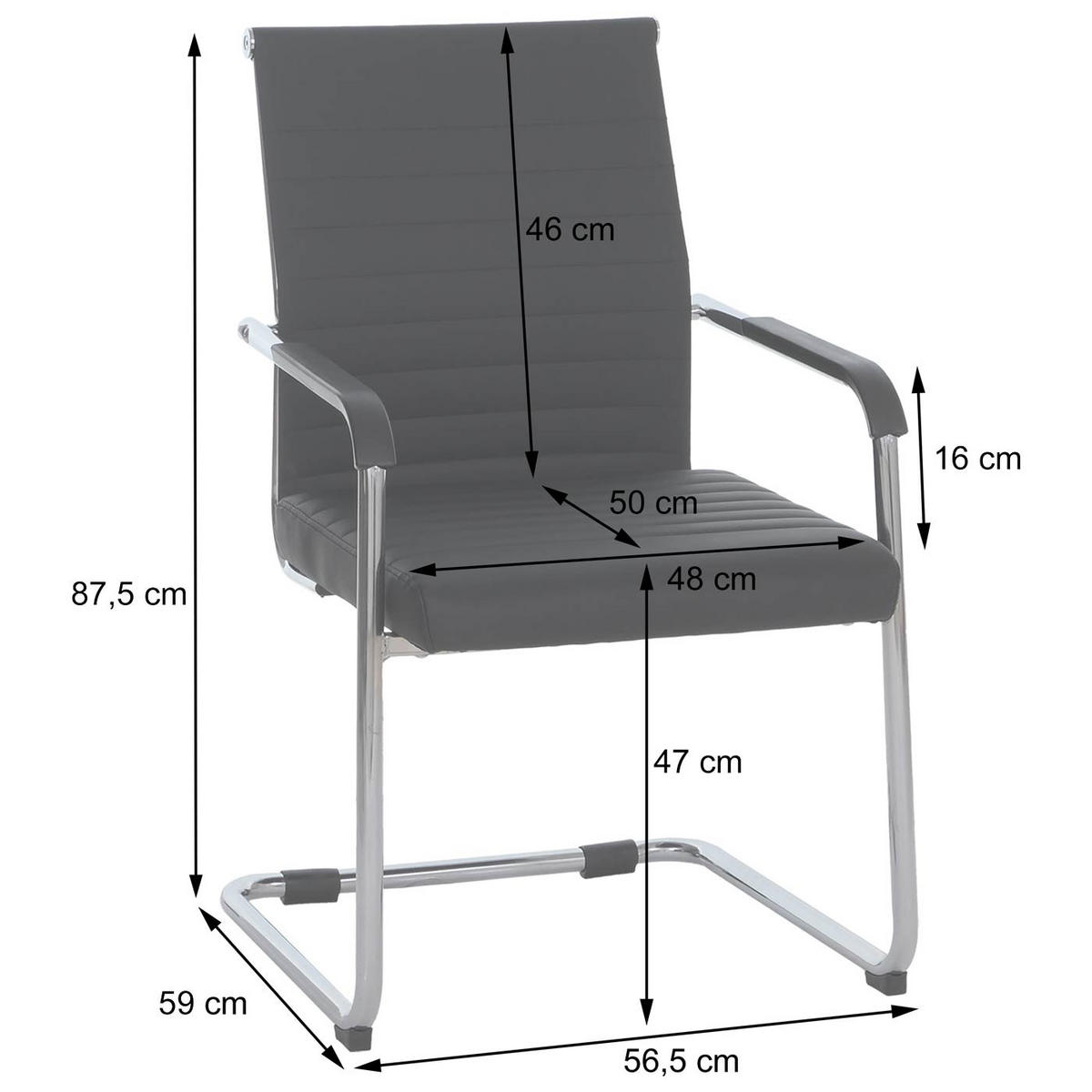 NÁVŠTĚVNÍ ŽIDLE Šedá - šedá, plast (56/87/59cm) - MCW