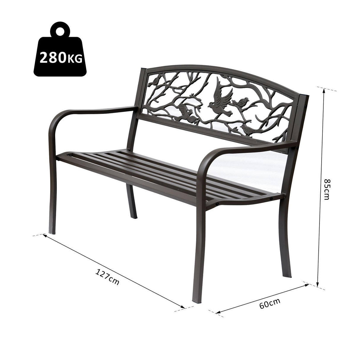 GARTENBANK DE-17750 Braun - Braun, Metall (127/85/60cm) - ComfortXL