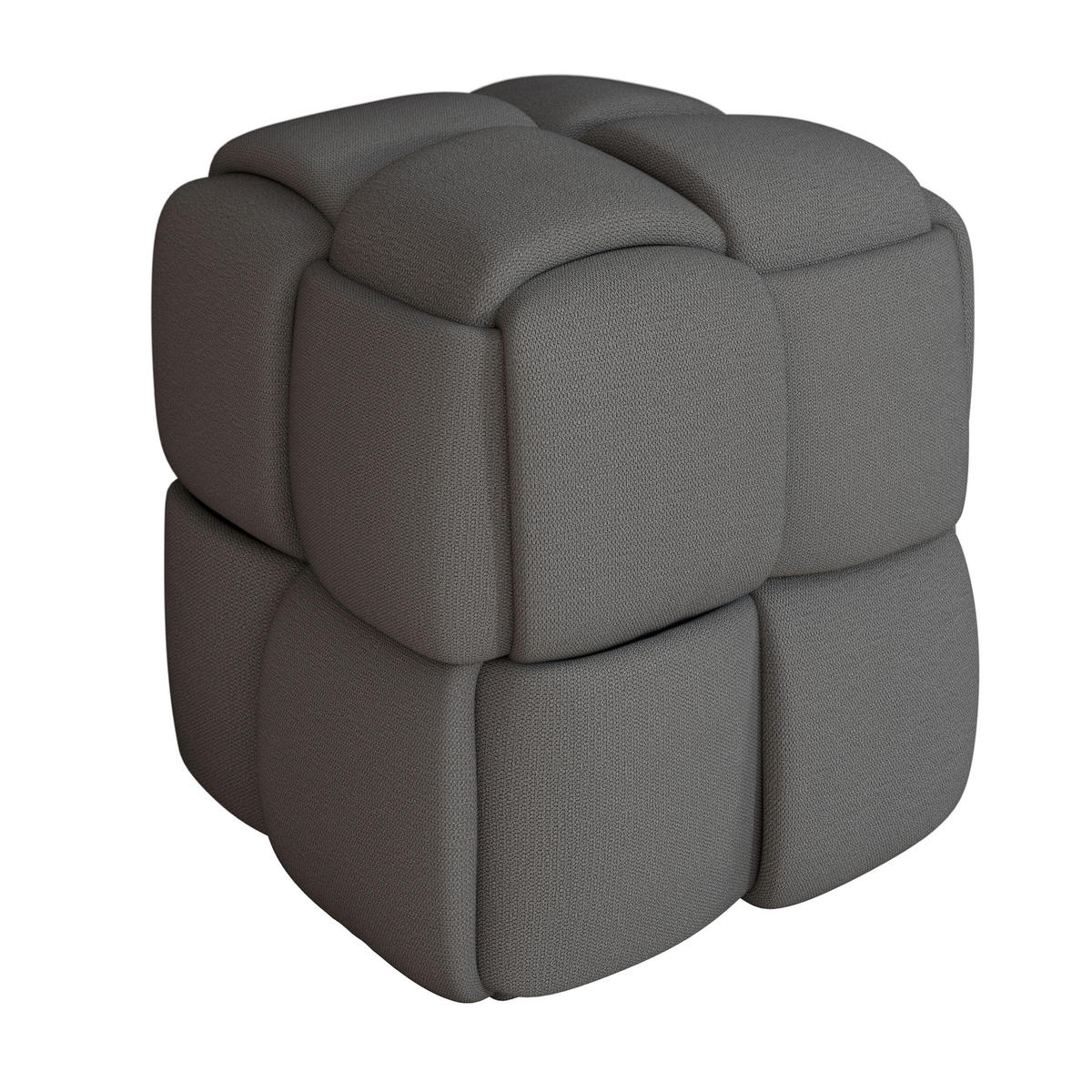 HOCKER Ella Dunkelgrau Bouclé - Dunkelgrau, Holz (45/45/45cm) - Bessagi Home