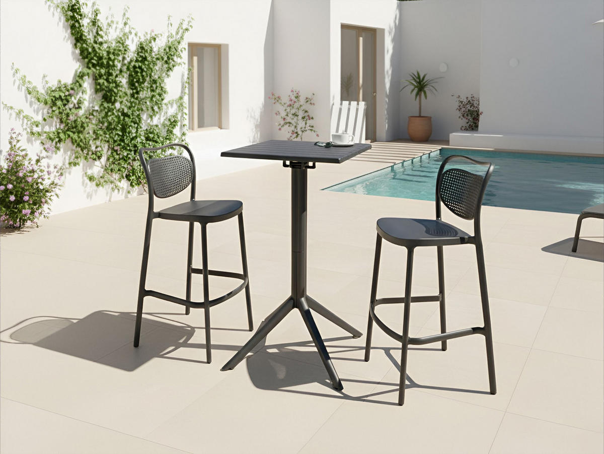 GARTEN-BARTISCH 60/60 cm Schwarz Lemnos - Schwarz, Kunststoff (60/60/111cm) - Beliani