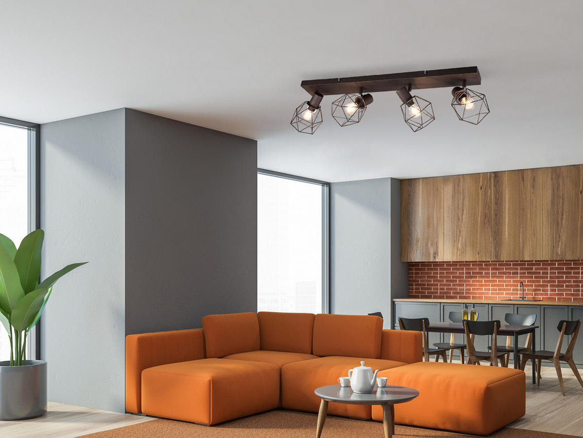 DECKENSTRAHLER 4-flammig Industrial Rostoptik, Breite 70cm - Rostfarben, Metall (9/70/14cm) - meineWunschleuchte