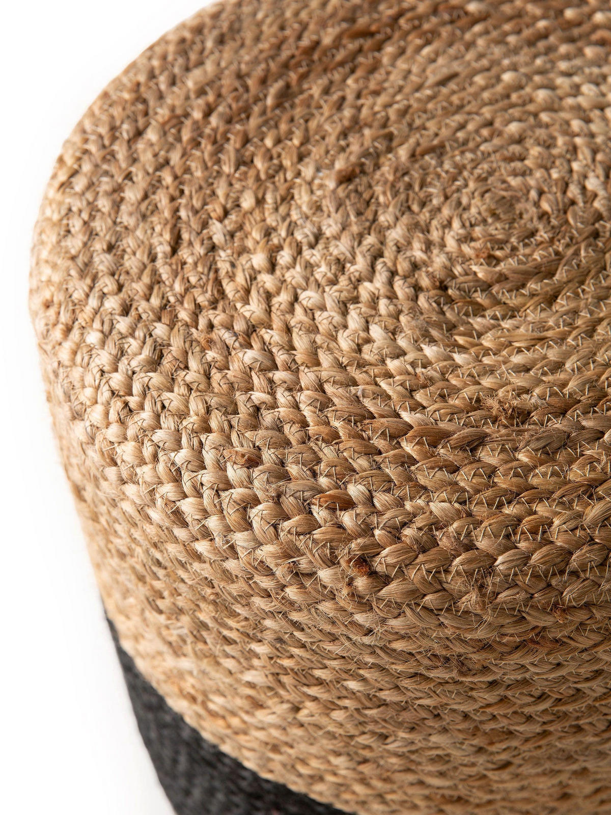 JUTE-POUF handgefertigt Jutta Hellbraun/Schwarz 40x40x40 cm - Hellbraun/Schwarz, Textil (40/40/40cm) - benuta Pure