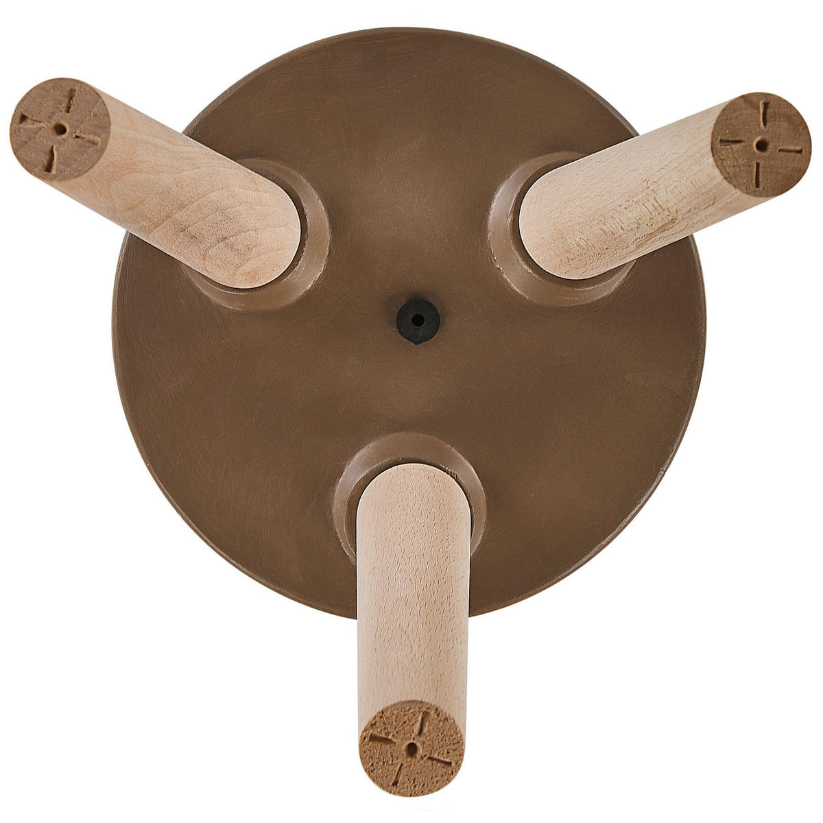 PFLANZENSTÄNDER braun/beige Elefantenmotiv mit Holzbeinen 55 cm Achilio - Beige/Goldfarben, Stein (55cm) - Beliani