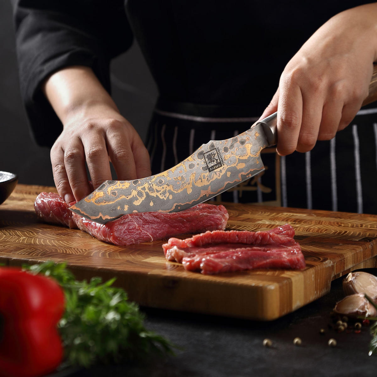 BLOCKMESSER 19 cm - Ahornfarben, Holz/Metall (33cm) - Zayiko