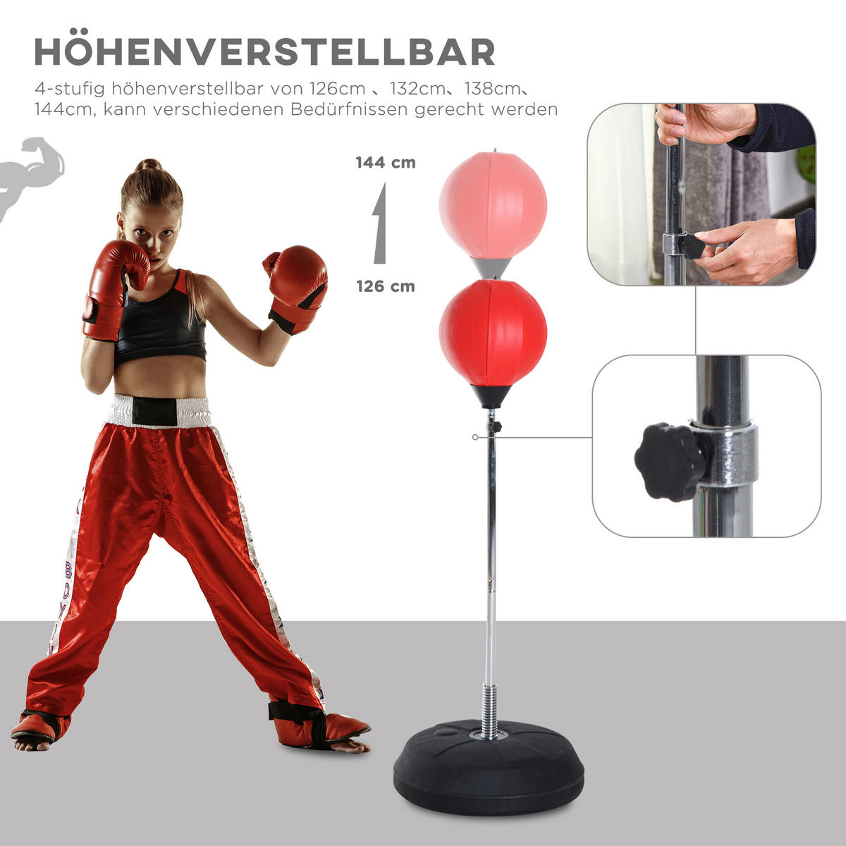 BOXSACK, Kunststoff, Rot, 43L x 43B x 144H cm - Rot, Kunststoff (43/43cm) - HOMCOM