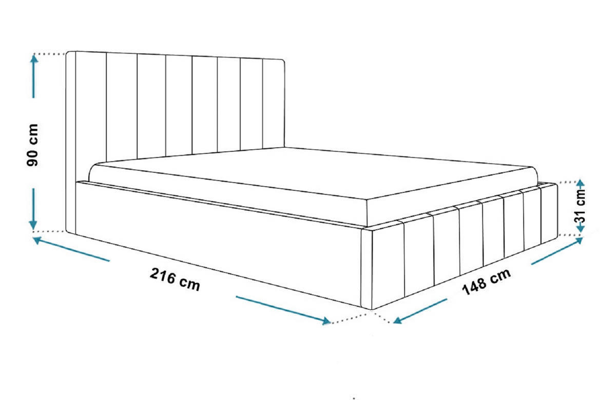 POLSTERBETT 140x200 Moris mit Kopfteil, Bettkasten Lattenrost, Blau - Blau, Holz/Textil (140/200cm) - Emporius
