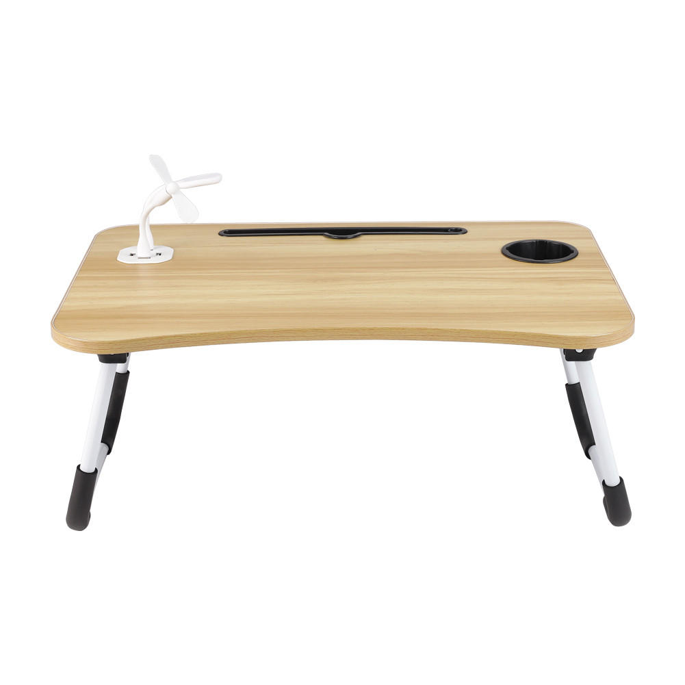 LAPTOPTISCH Klappbarer mit USB-Anschlüssen für Bett und Couch in Holzoptik - Naturfarben, Metall (40/60/28cm) - Livingandhome