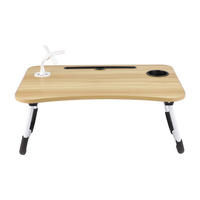 LAPTOPTISCH Klappbarer mit USB-Anschlüssen für Bett und Couch in Holzoptik - Naturfarben, Metall (40/60/28cm) - Livingandhome