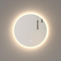 BADSPIEGEL mit Beleuchtung 3 Lichtfarben einstellbar beschlagfrei ф50 cm - Weiß, Glas (50/3.5/50cm) - EMKE