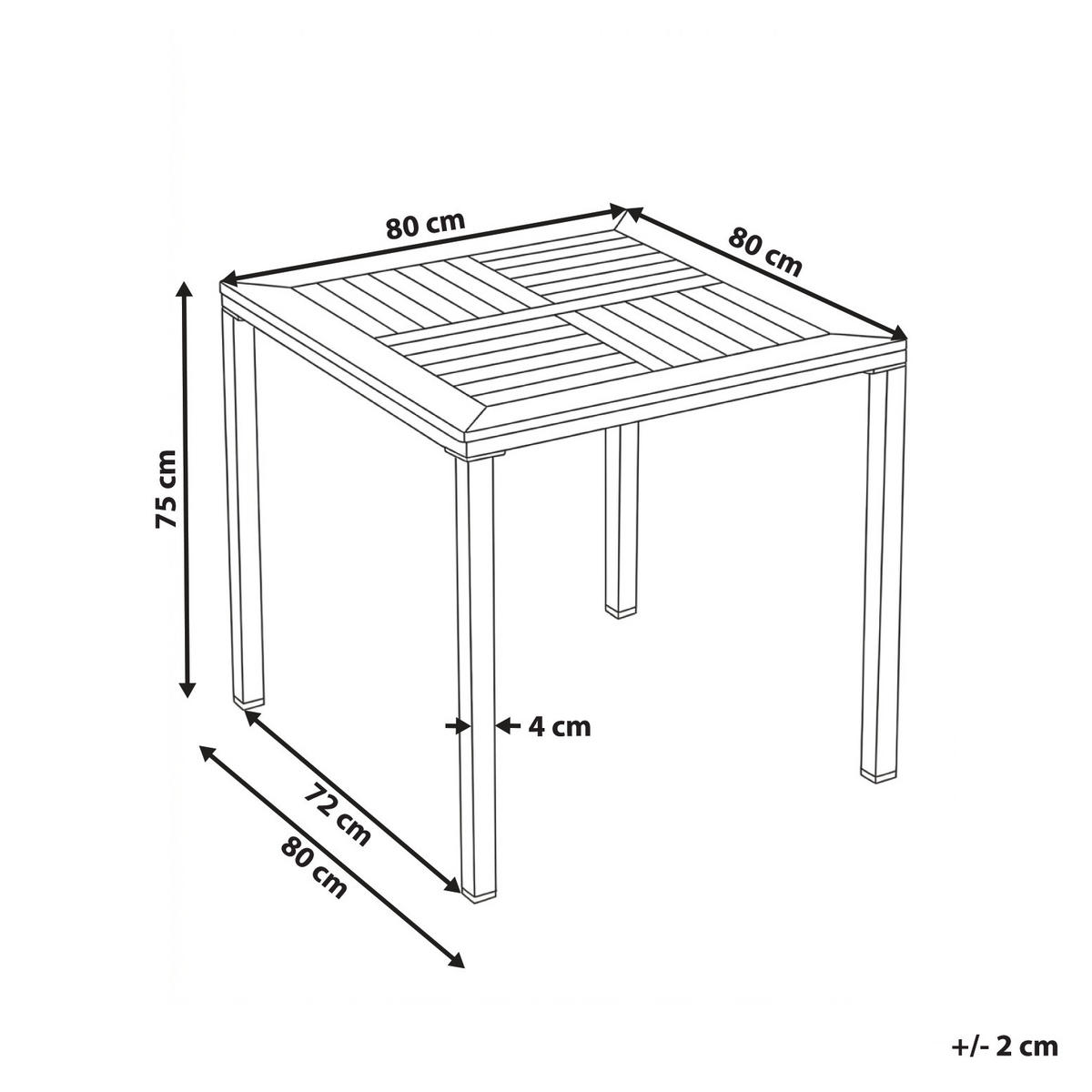 GARTENTISCH 80/80 cm Metall Schwarz Levanto - Schwarz/Braun, Metall (80/80/75cm) - Beliani