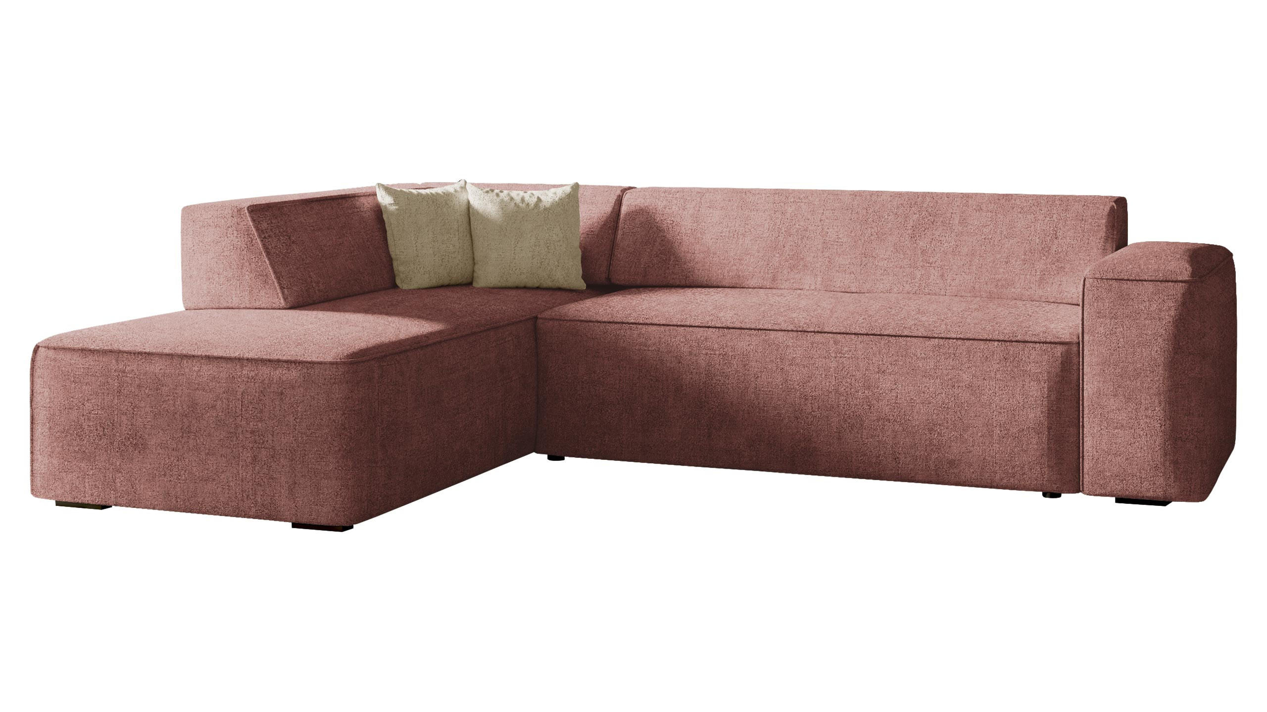 ECKSOFA Lordin Premium, Seite: Links - Rosa, Holz/Textil (267/205cm) - MIRJAN24