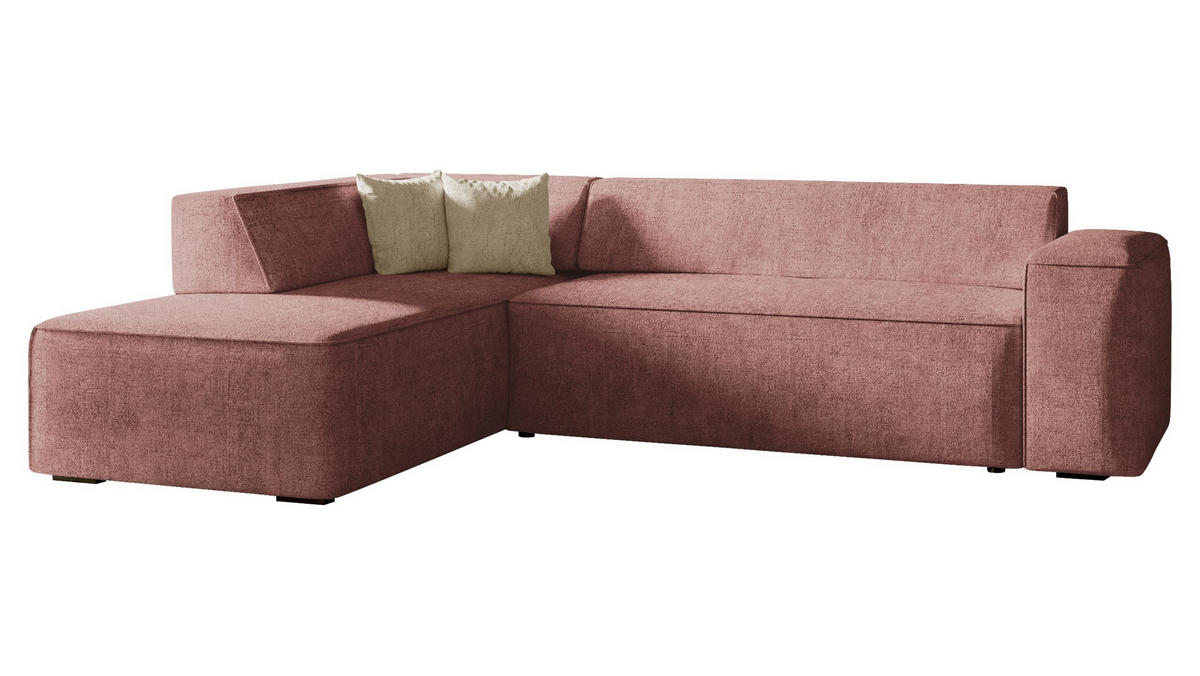 ECKSOFA Lordin Premium, Seite: Links - Rosa, Holz/Textil (267/205cm) - MIRJAN24