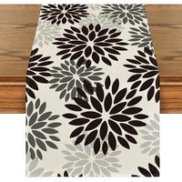 TISCHLÄUFER Blumenmuster Schwarz 40 x 140 cm - Multicolor, Textil (140/40/1.5cm)