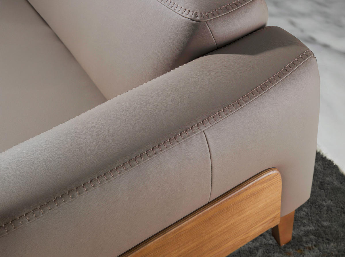 SOFA 3-SITZER Walnuss Nerz 209/92/77 cm - Taupe/Walnussfarben, Leder (209/77/92cm) - ANGEL CERDA