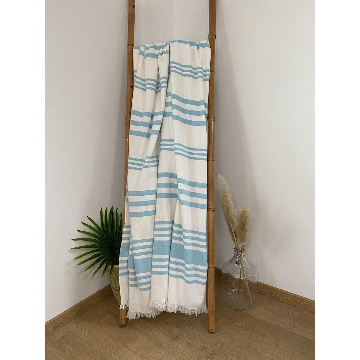 HAMAMTUCH mit Frotteefutter Karabuk Türkis 140x180 400g/m² - Blau, Textil (140/180cm) - LE COMPTOIR DE LA PLAGE