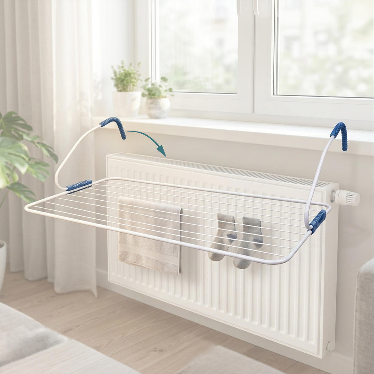 SUŠIAK bielizne - biela, kov/plast (105/29/55cm) - Relaxdays