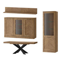 WOHNZIMMER-SET Cozy Eiche Rustikal 4-teilig - Eichefarben/Braun, Holz/Metall (365/198/95cm) - Feldmann-Wohnen