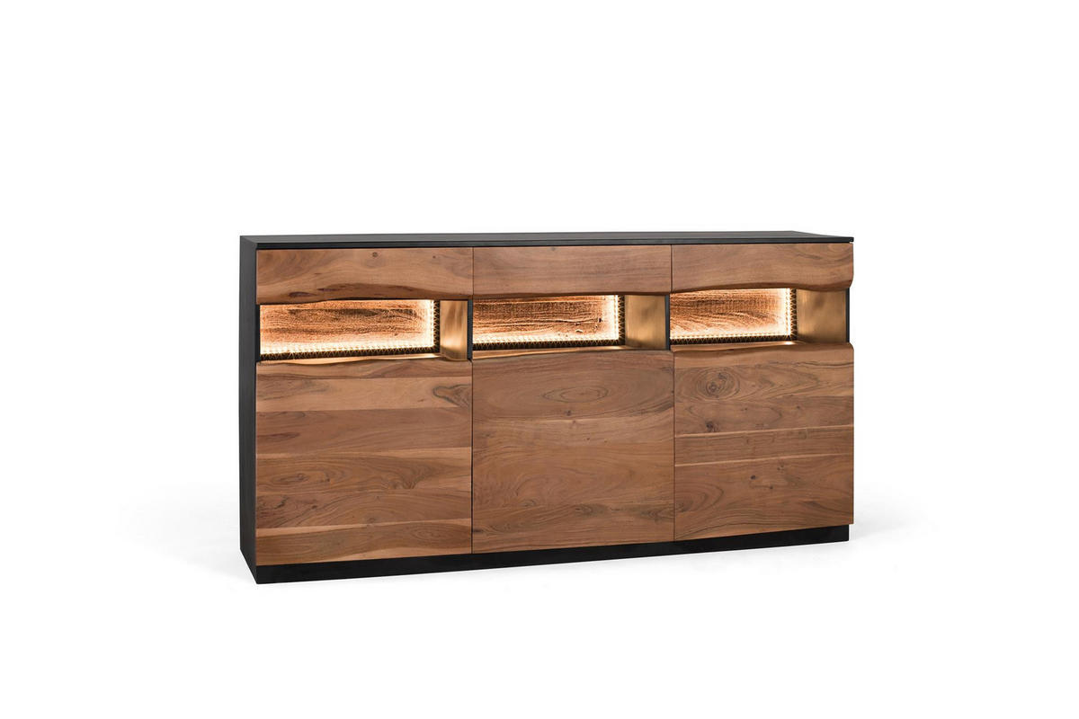 SIDEBOARD aus natürlichem und schwarzem Akazienholz - Braun, Holz (40/93/180cm) - Giner y Colomer