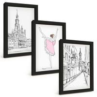BILDER SET 3er Set - 20x30 cm Schwarzer Rahmen - Stilvolle Ballerinen und Architektur - Schwarz, Kunststoff (20/30cm) - TULUP