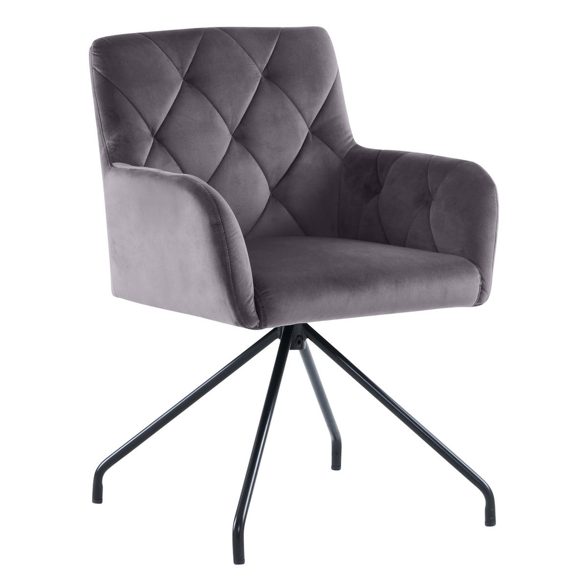 ESSZIMMERSTÜHLE 4er-Set Samt Rautenmuster Grau - Dunkelgrau, Textil (49/85/49cm) - FLIEKS