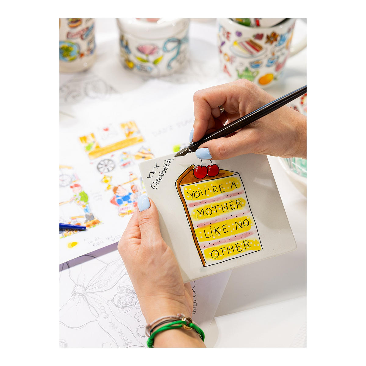FLIESE Muttertag - Du bist eine Mutter wie keine andere in Bunt - 13cm - Multicolor, Keramik (13/0.5/13cm) - Blond Amsterdam