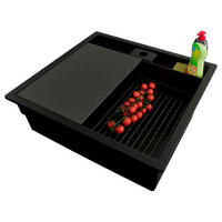 UNTERBAUSPÜLE GRANIT Bergen Pocket, 2-er set Alles Schwarz 56/54 cm 1 Becken + Ablauf-Set + Küchenzubehörset ab 60er Unterschrank - Schwarz, Kunststoff (56/20/54cm) - Primagran