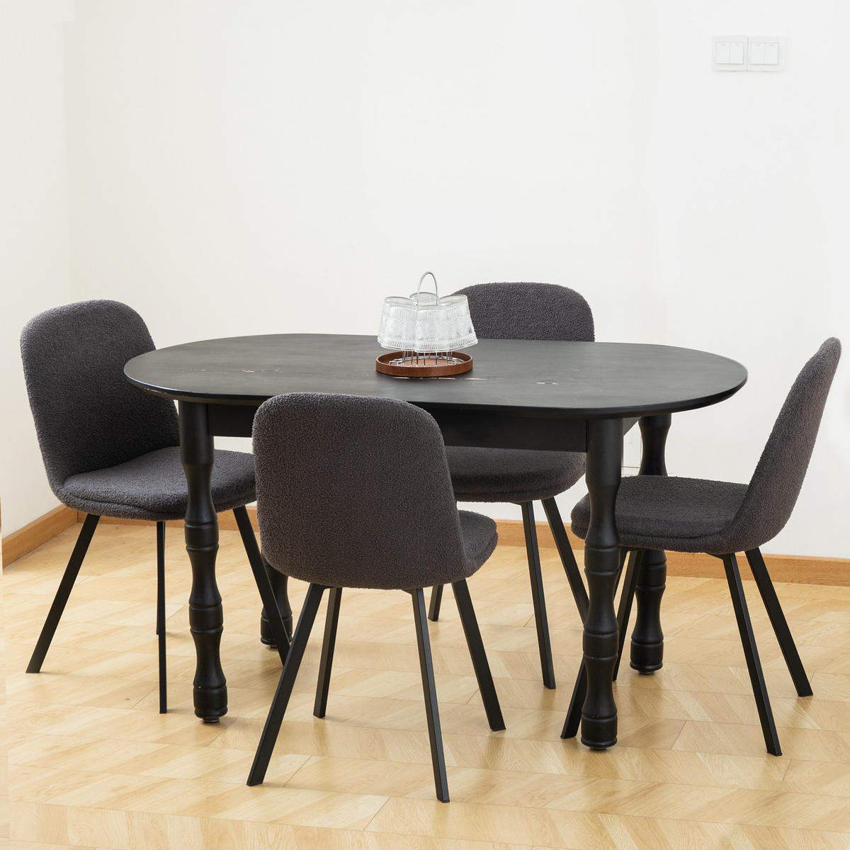STUHL-SET DE-35957 2 Stück mit Metallgestell Beige - Dunkelgrau, Metall (41/84/44cm) - ComfortXL