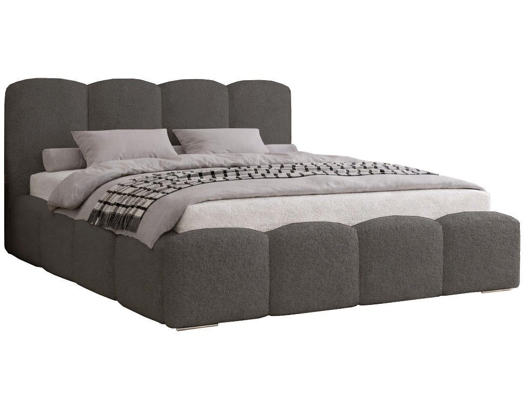 POLSTERBETT 200x200 cm Zenna Boucle mit Bettkasten, Lattenrost, Grau - Grau, Holz/Textil (200/200cm) - Emporius