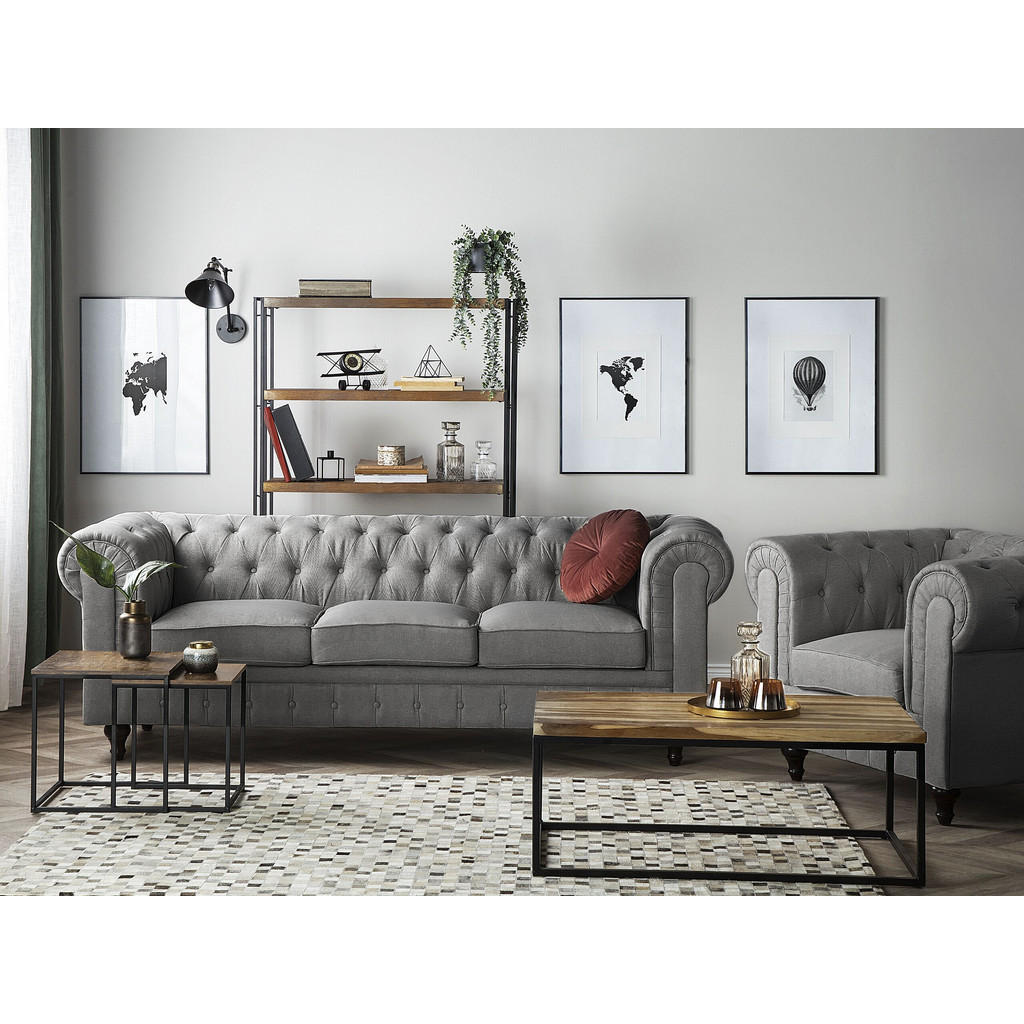 Thumbnail - Beliani 4-Sitzer, Grau, Textil, 222x79x85 cm, Wohnzimmer, Sofas & Couches, Sitzgarnituren