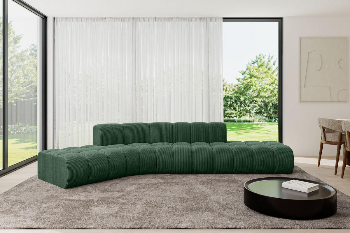 ECKSOFA modulares Sofa Solven-L1 - 380x174x70 cm Grün - Grün, Holzwerkstoff/Textil (380/174cm) - ALTDECOR