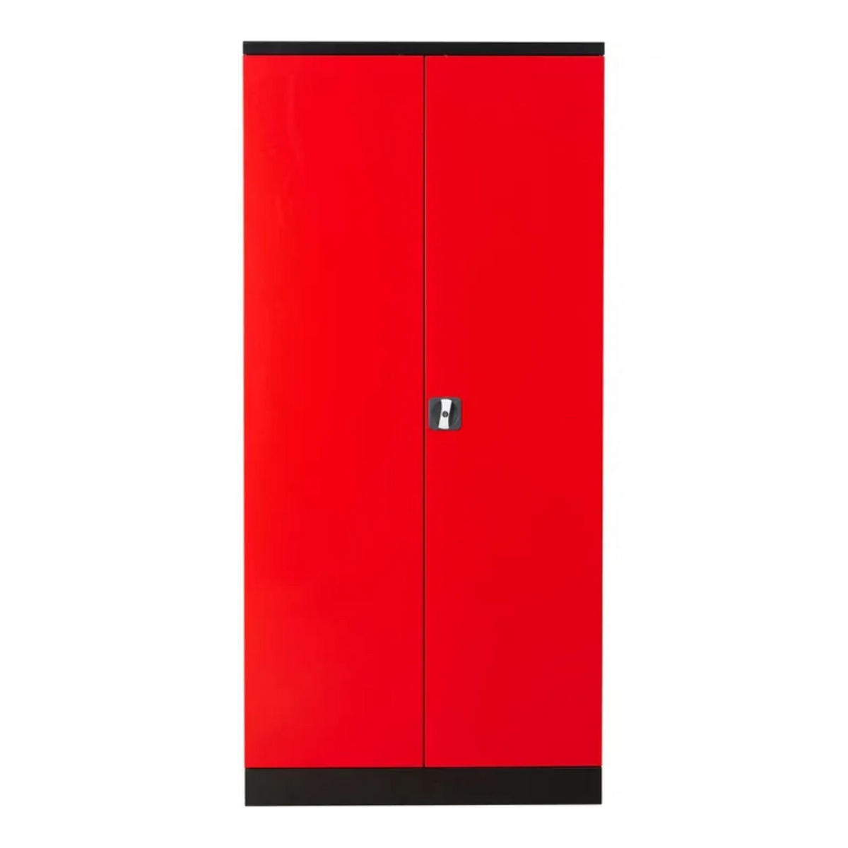 STAHLSCHRANK Bee mit 10 lackierten Fachböden 195x92x42 cm Korpusfarbe Schwarz Frontfarbe Feuerrot - Rot, Metall (92/195/42cm)