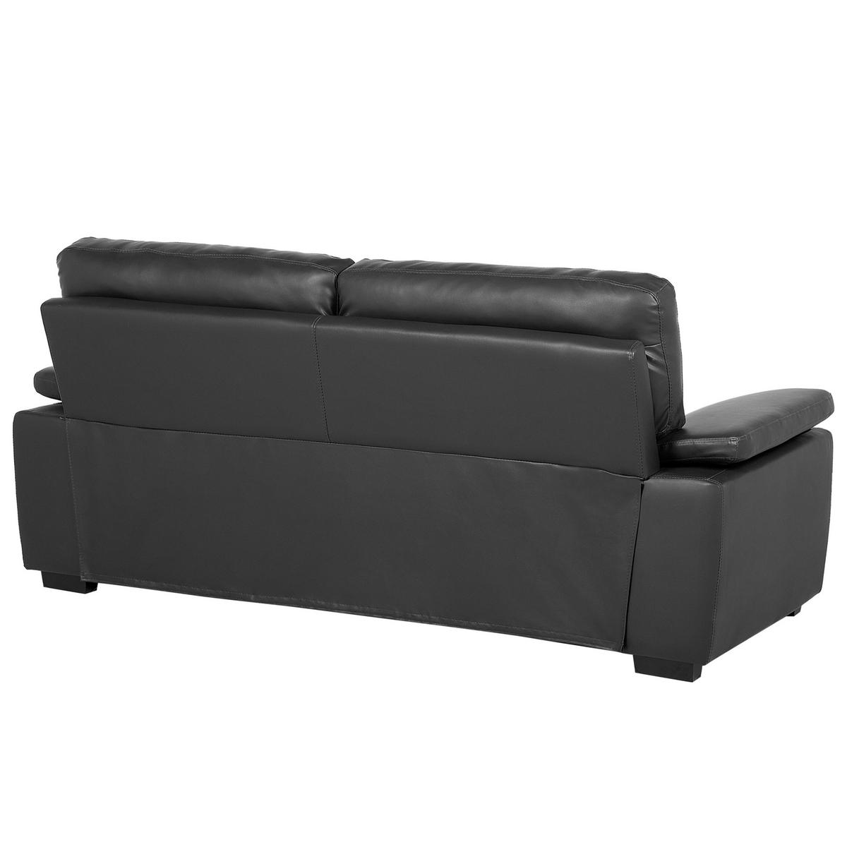 3-SITZER-SOFA Kunstleder Schwarz Vogar - Schwarz, Kunststoff/Textil (195/90/74cm) - Beliani