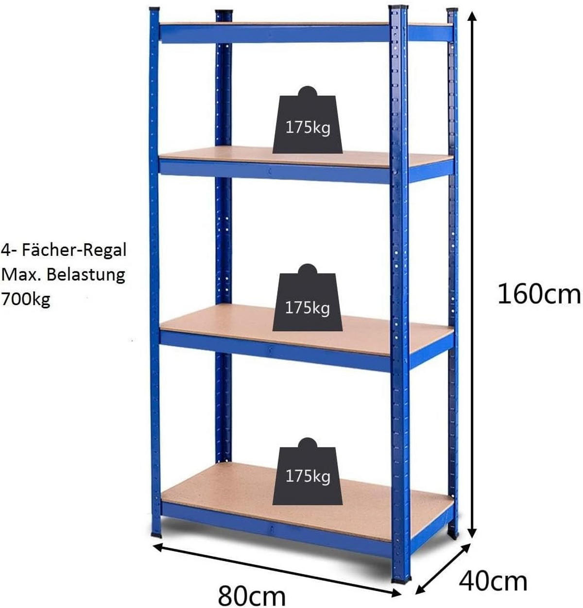 LAGERRGAL Modrý - modrá, drevo (40/160/80cm) - COSTWAY